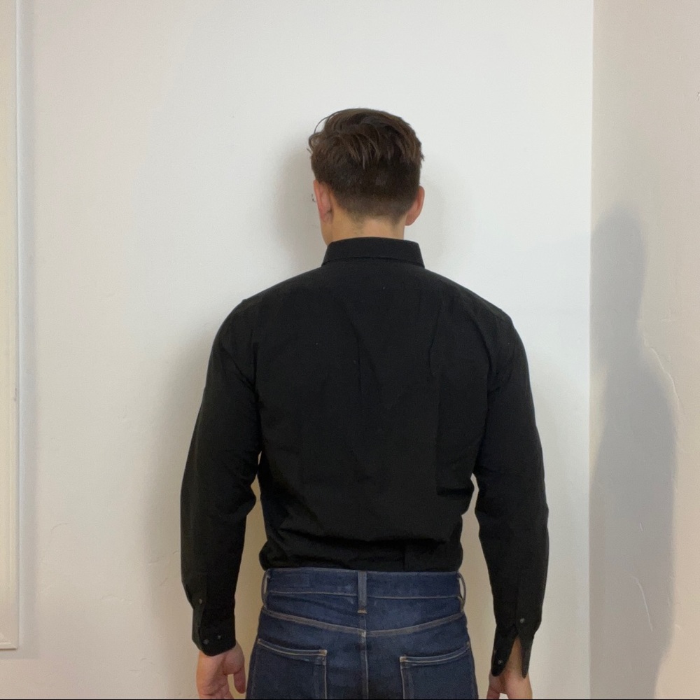 Uniqlo black easy care stretch slim-fit dress shirt - Picture 4 of 8